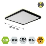 Prezent CORDIA fürdőszobai mennyezet lámpa műanyag, fehér, fekete, LED, 18W, 3000K-6000k, 2300Lm, IP54 - 27313 Népszerű