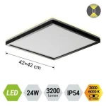 Prezent CORDIA fürdőszobai mennyezet lámpa műanyag, fehér, fekete, LED, 24W, 3000K-6000k, 3200Lm, IP54 - 27315 Biztonságos fizetés
