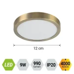 Prezent LENYS mennyezet lámpa fém, műanyag,matt réz, fehér, LED, 9W, 4000K, 990 Lm, IP20 - 49058 Biztonságos fizetés