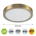 Prezent LENYS mennyezet lámpa fém, műanyag,matt réz, fehér, LED, 22W, 4000K, 2420 Lm, IP20 - 49060 Legkelendőbb