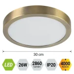 Prezent LENYS mennyezet lámpa fém, műanyag,matt réz, fehér, LED, 26W, 4000K, 2860 Lm, IP20 - 49061 Prémium