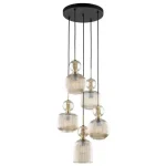 TK Lighting SOPHIA függeszték fém, üveg, fekete, borostyán, E14 - TK-11043 Végkiárusítás