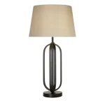 Végkiárusítás Searchlight Chic asztali lámpa fém, szövet, fekete, bézs, E27, 60W - EU91101NA