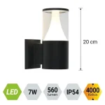 Vedd meg most Prezent SERA kültéri fali lámpa fém, műanyag, fekete, LED, 7W, 560lm, 4000K, IP54 - 12103