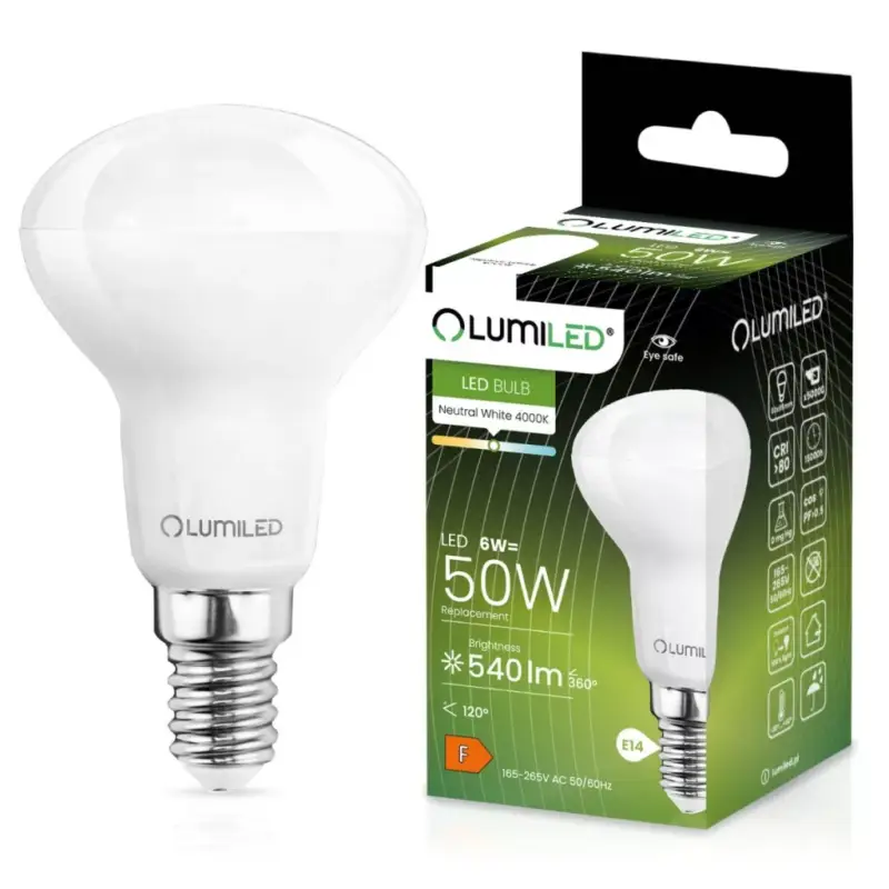 Különleges ajánlat LED izzó E14 R50 6W = 50W 540lm 3000K 120° LUMILED