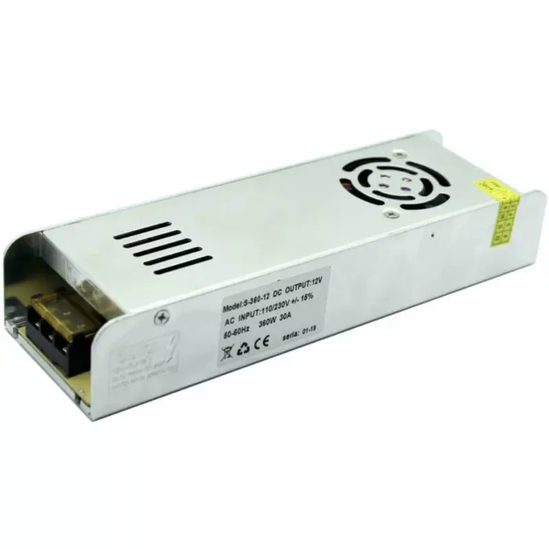 Állandó feszültségű moduláris tápegység 360W 30A 12V DC PFC SLIM LED Különleges ajánlat