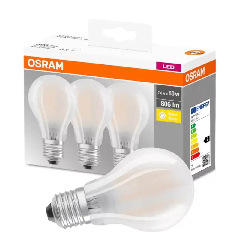 3dbLED izzó E27 A60 7W = 60W 806lm 2700K300° izzószál OSRAM Olcsó