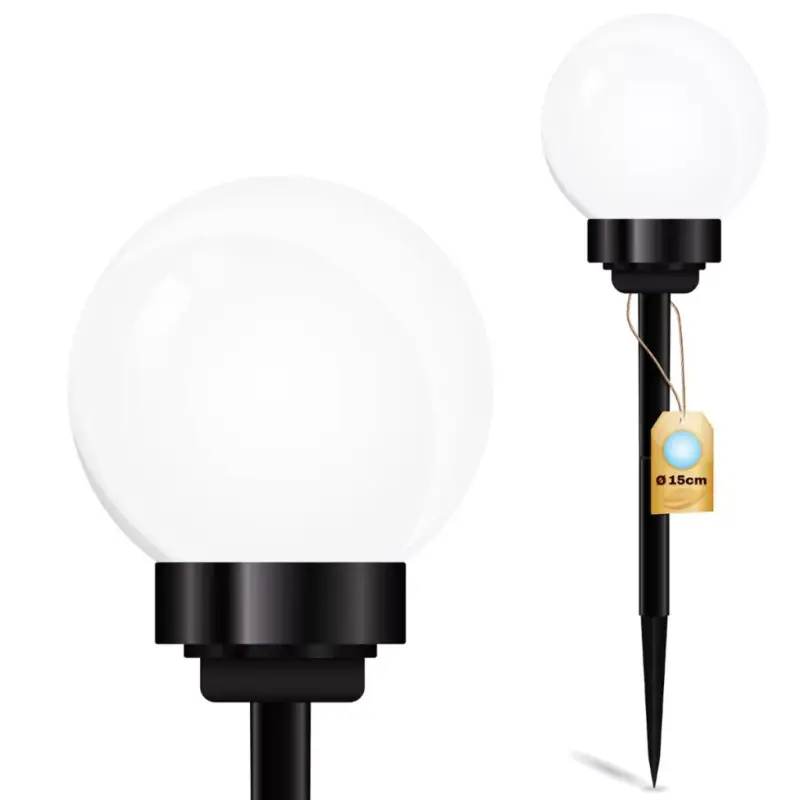 Kiárusítás LED napelemes kerti lámpa fehér és fekete KULA 15cm beágyazott 6500K hideg