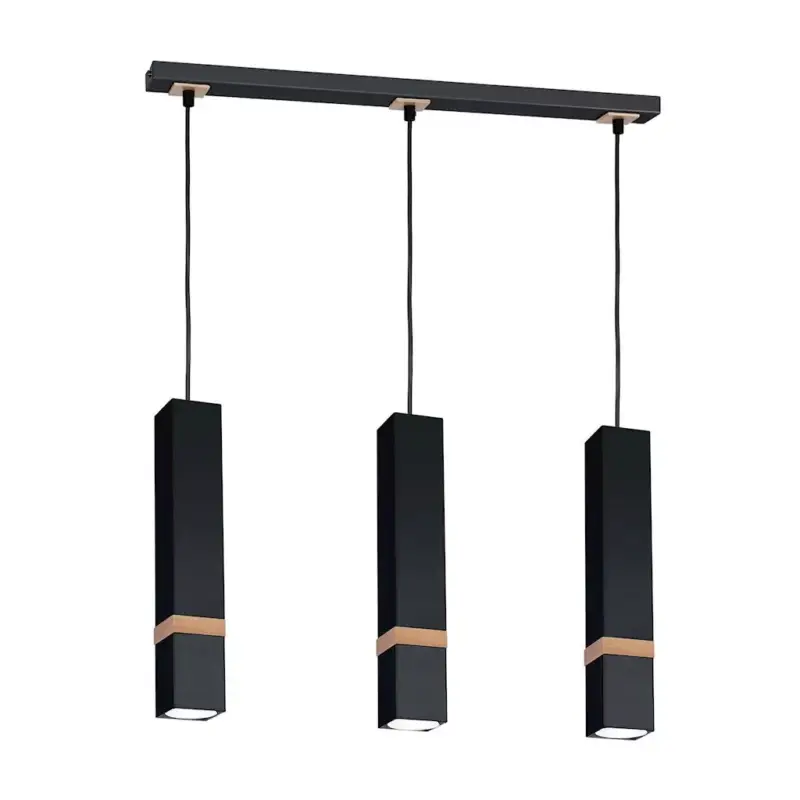 Alacsony ár Függesztett lámpa skandináv stílusú loft fekete MiLAGRO VIDAR 3x GU10 Fém + fa