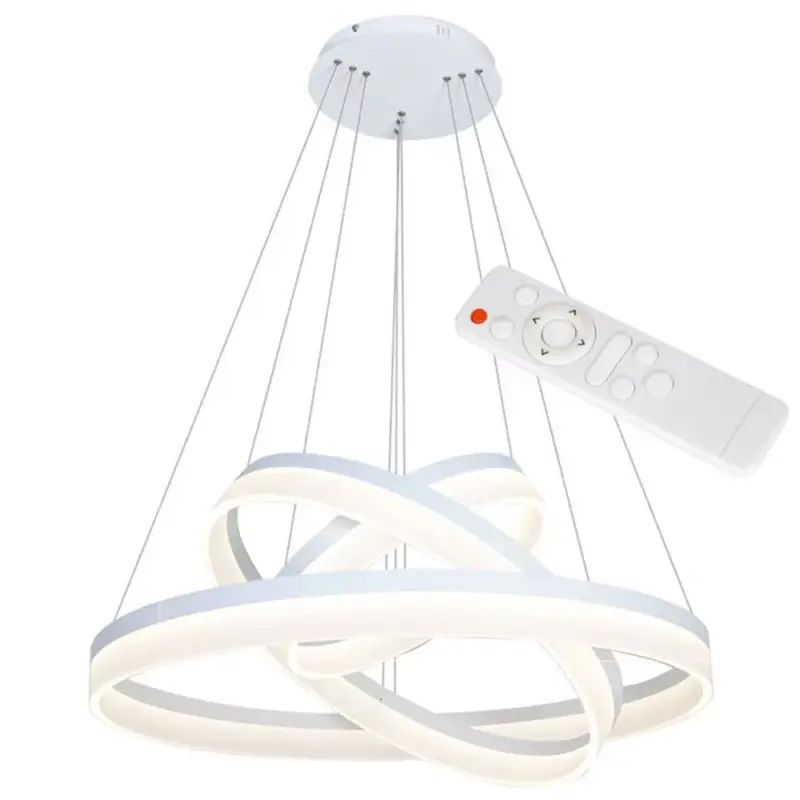 RING 4080 függesztett lámpa három kör fehér 114W LED + TÁVIRÁNYÍTÓ IP20 Fém és akril modern stílusú Milagro Gyors kiszállítás