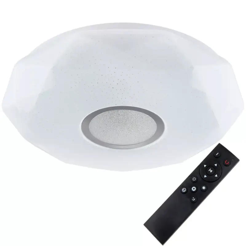 Szezonális akció LED fürdőszobai mennyezeti lámpa 24W 3000-6500K fehér kerek gyémánt 39cm + távirányító