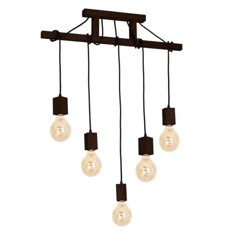 Szezonális akció JACK 5xE27 függőlámpa diófa minimalista megjelenésű fa lámpatest MLP4361 Milagro Wood