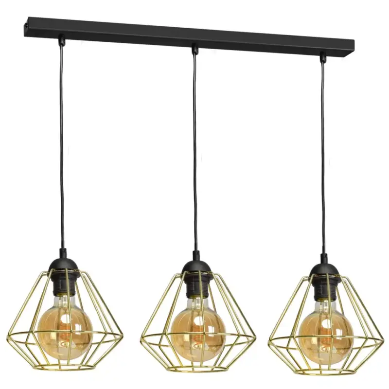 Expressz szállítás Függesztett lámpa LUPO 3xE27 Geometric Shape Loft Black Gold MLP6271 Milagro Metal