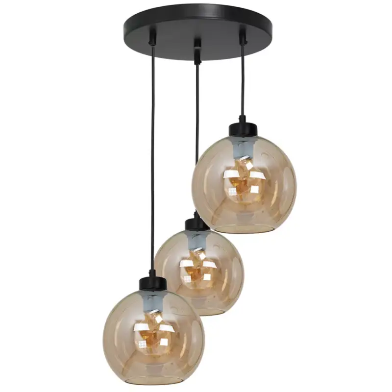SOFIA függőlámpa 3xE27 MLP6584 Borostyán gömb lámpaernyő Milagro Metal + Glass Szuper akció
