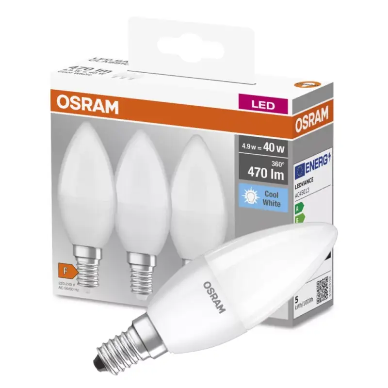 Bestseller 3dbLED izzó E14 B35 5W = 40W 470lm 4000K semleges OSRAM