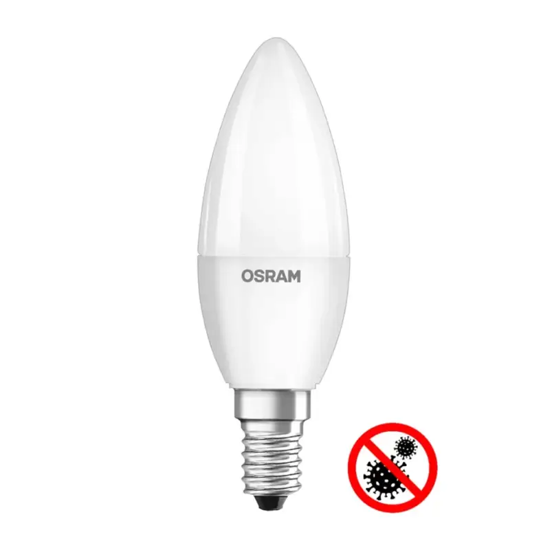 Ne maradj le LED izzó E14 B35 5.5W = 40W 470lm 6500K Hideg 200° OSRAM ANTIBAKTERIÁLIS