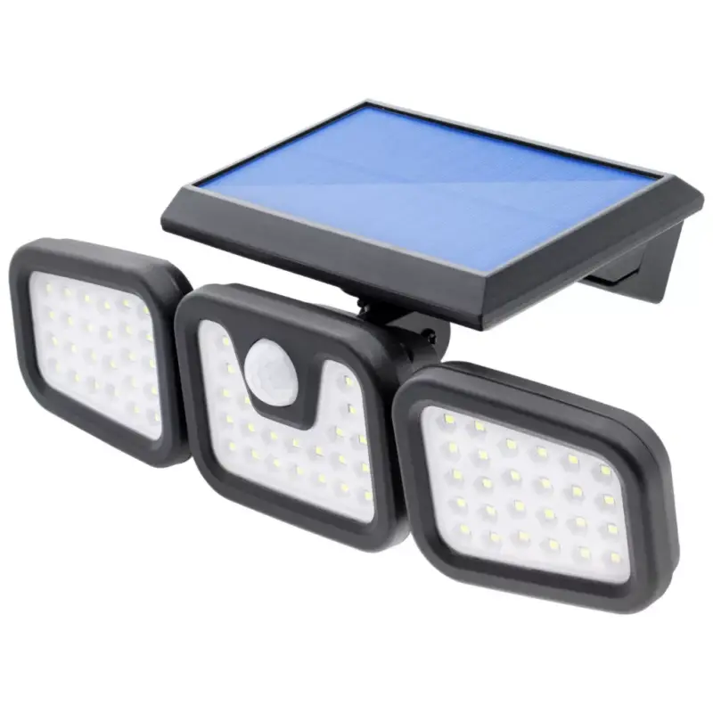 Napelemes reflektor lámpa 74x LED 15W 450lm Hideg mozgásérzékelő IP65 Újdonság