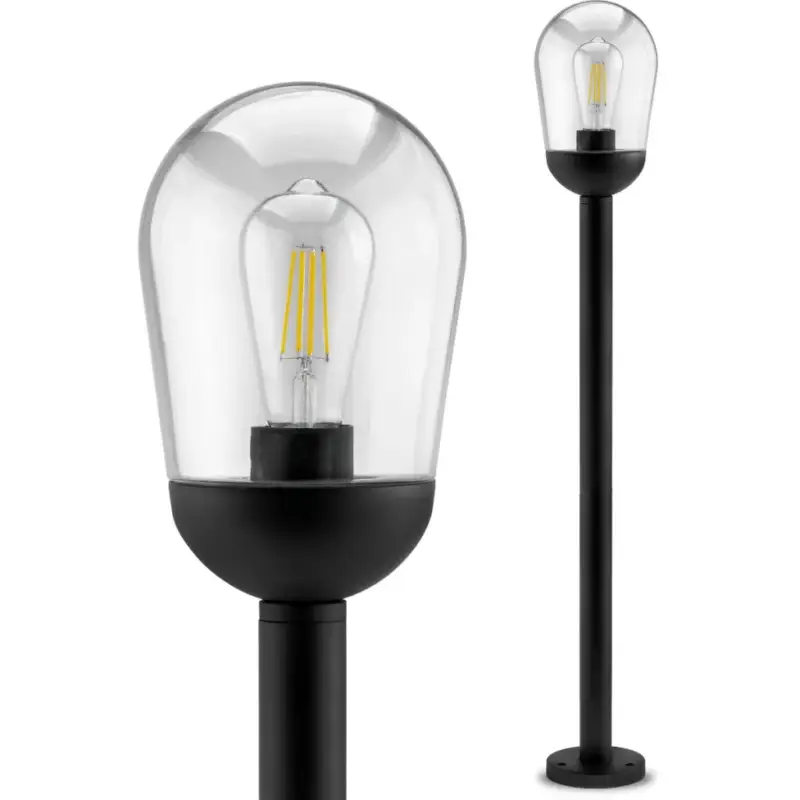 Biztonságos fizetés Kültéri kerti lámpa E27 Fekete POST 100cm OVÁLIS LUMILED