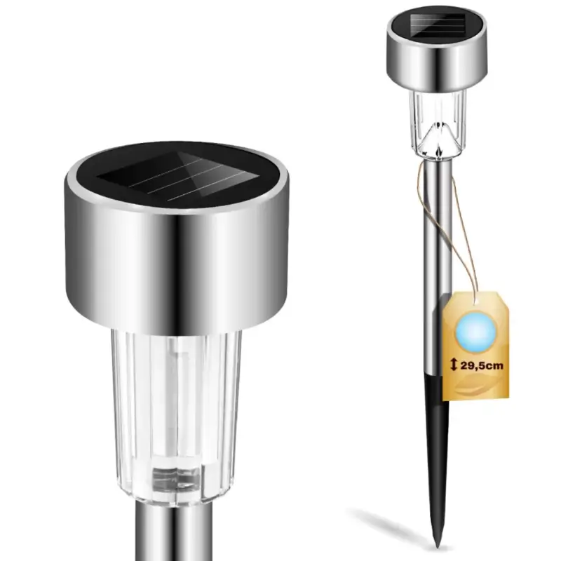LED-es napelemes kerti lámpa Szatén INOX / KRÓM szegecsekkel Biztonságos fizetés