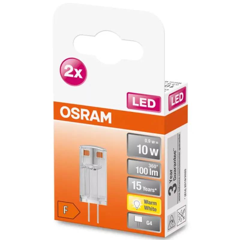 LED G4 KAPSZULÁS izzó 0,9W = 10W 100lm 2700K 320° OSRAM 2CSOMAG Ne maradj le