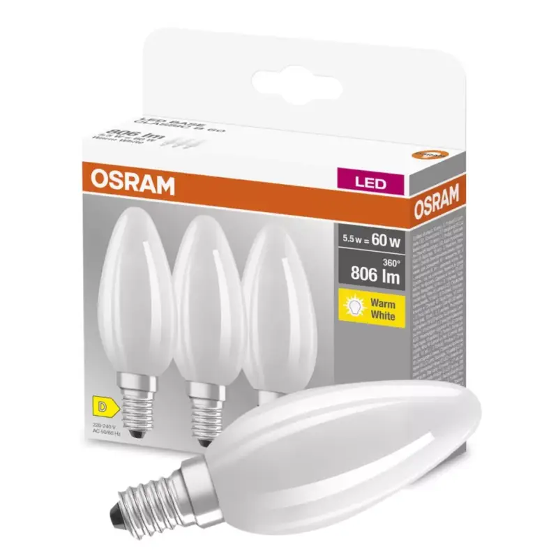 Kihagyhatatlan ajánlat 3db LED izzó E14 B35 5.5W = 60W 806lm 2700K 300° Izzószál