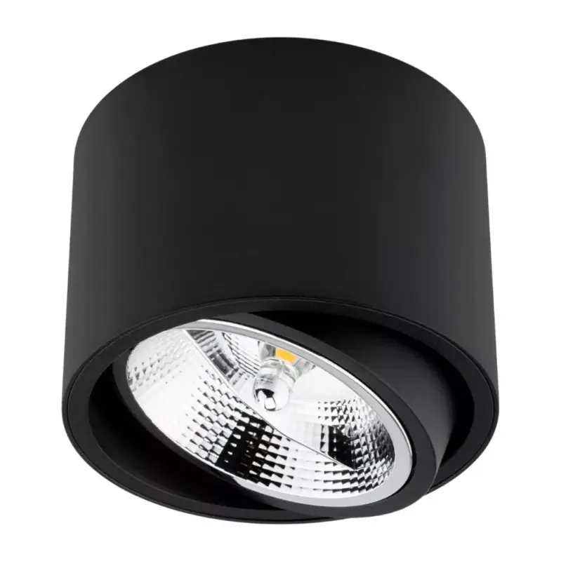 Utolsó esély Felületre szerelhető lámpatest HALOGÉN SPOT TUBE Mozgatható GU10 AR111 Kerek Fekete 100mm TELES LUMILED
