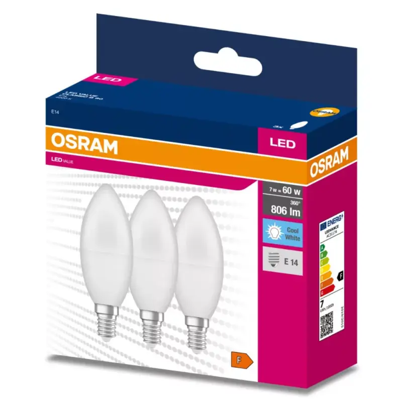 Azonnal elérhető 3dbLED izzó E14 B35 7W = 60W 806lm 4000K Semleges 200° OSRAM ÉRTÉK