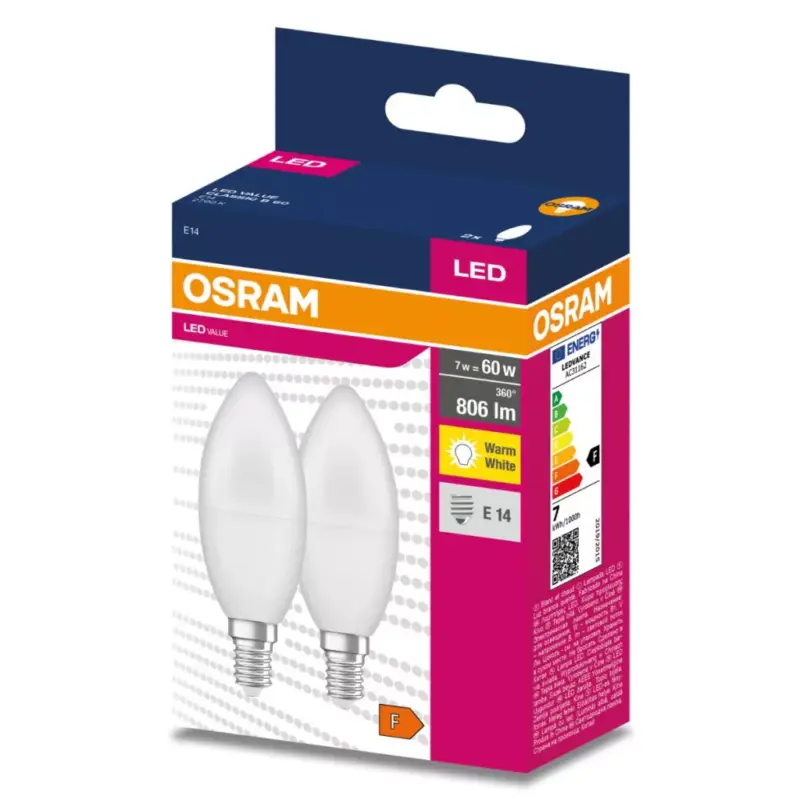 2db LED izzó E14 B35 7W = 60W 806lm 2700K220° OSRAM Kedvezmény