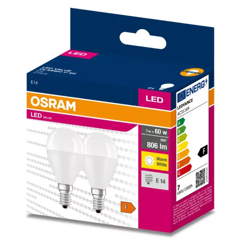 2db LED izzó E14 P45 7W = 60W 806lm 2700K200° OSRAM Ne maradj le