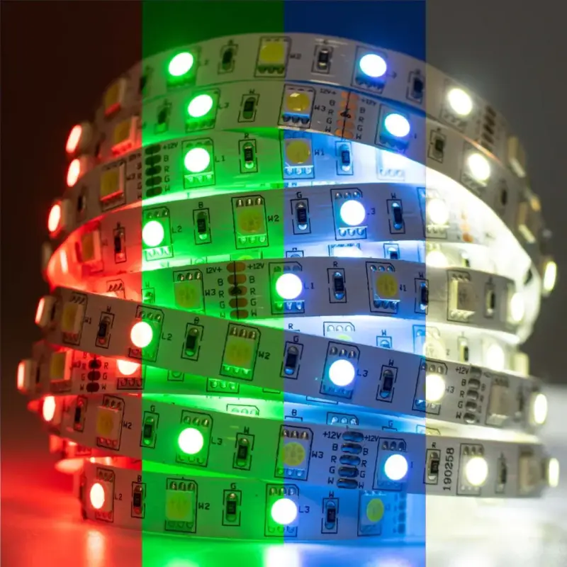 Legkelendőbb LED szalag szalag 12V 72W 300LED 5050 RGB + hideg 10mm 5m