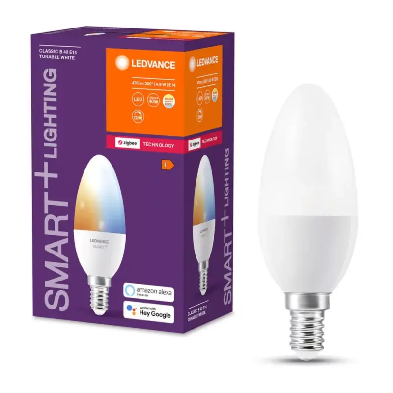 Olcsó E14 B40 LED izzó 4.9W 470lm CCT LEDVANCE SMART+ ZigBee szabályozható