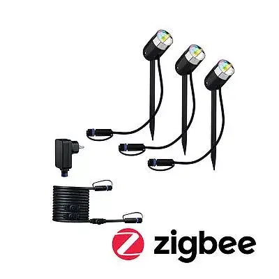 Expressz szállítás PIKE Plug & Shine LED lámpa 3x4,5W 24V IP44 RGBW ZigBee Antracit Paulmann