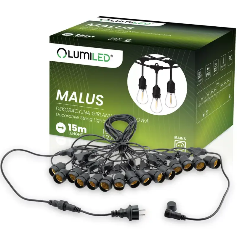 Kültéri Girland MALUS fénylánc 15m 15xE27 Lumiled Utolsó esély
