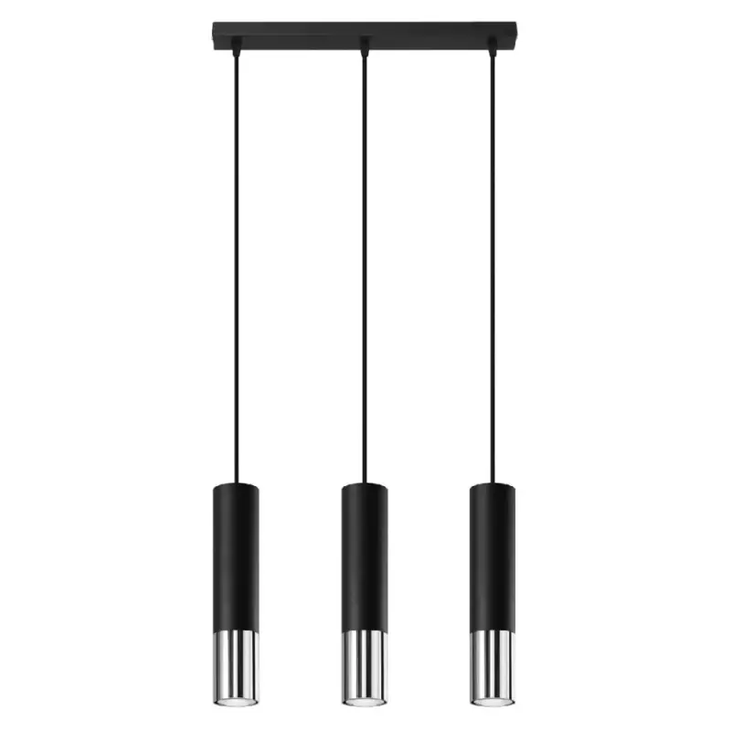 LOOPEZ 3L 3xGU10 függesztett mennyezeti lámpa elegáns fekete króm SOLLUX Azonnali szállítás