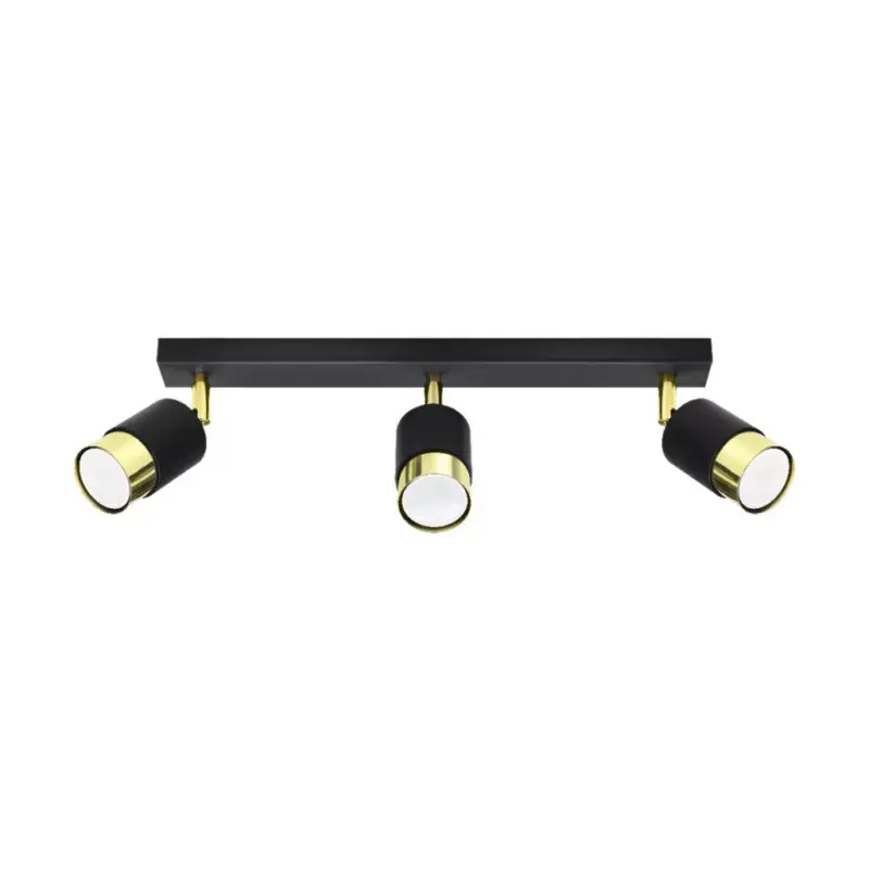 NERO mennyezeti lámpa 3xGU10 reflektoros mozgatható halogén lámpatest 45cm fekete arany SOLLUX Vásárlói kedvenc