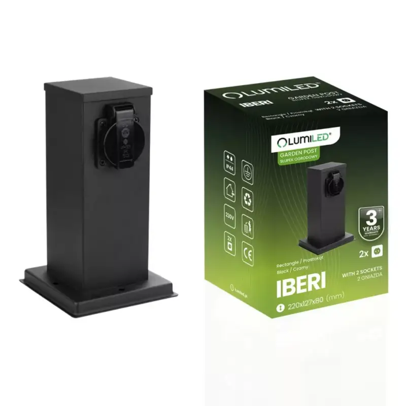Kültéri álló kerti oszlop 230V 30cm 2x konnektor Gyors kiszállítás