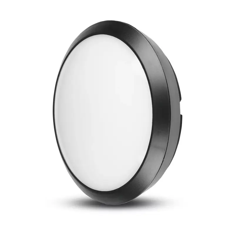 Biztonságos fizetés LED mennyezeti lámpa 12W 3000K 840lm IP54 kerek Mikrohullámú érzékelővel Fekete VT-8008 V-TAC