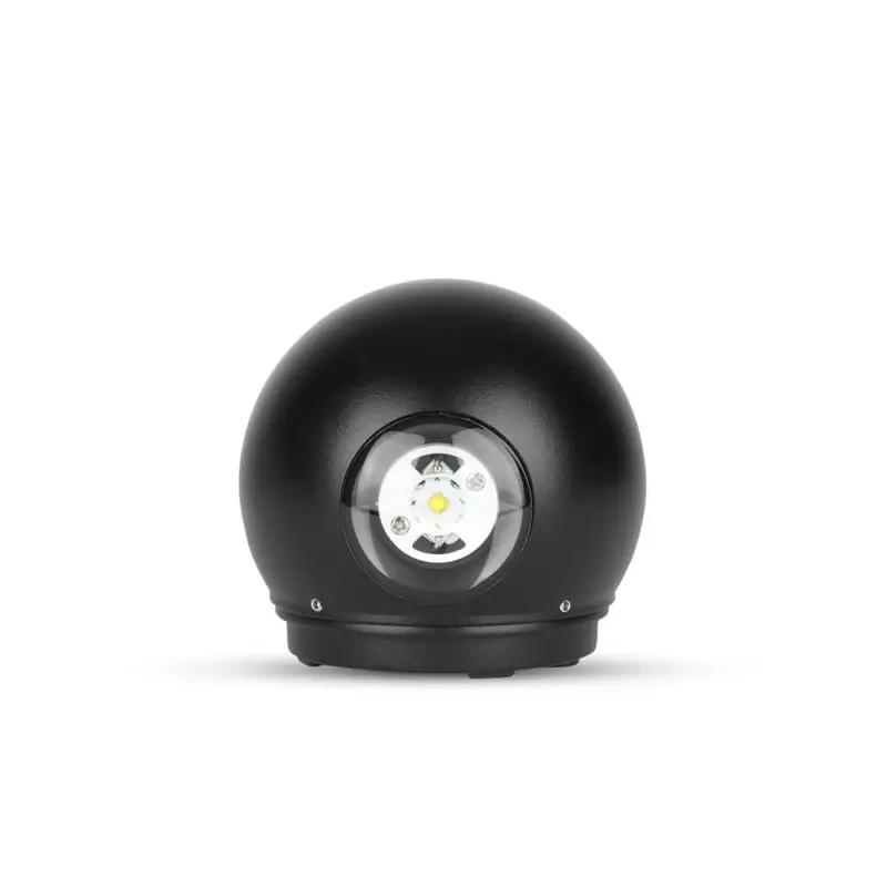 Biztonságos fizetés LED fali lámpa 6W 4000K IP65 felső/alsó gömb fekete VT-836 V-TAC