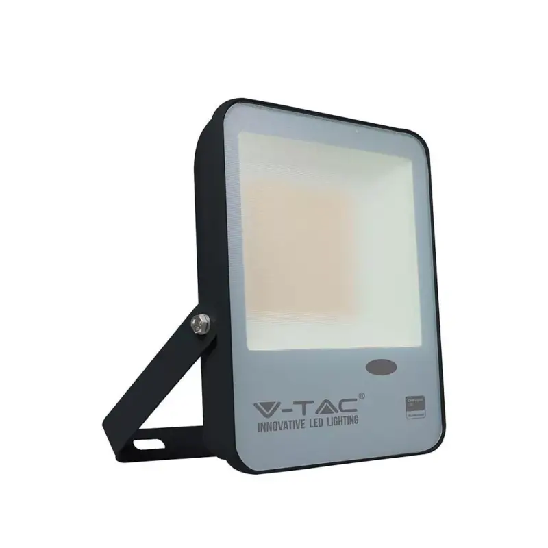 Kihagyhatatlan ajánlat LED reflektor 30W 3000lm 3000K IP65 Fekete alkonyérzékelővel Samsung Chip VT-37 V-TAC