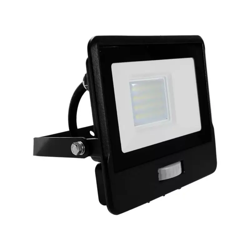 Biztonságos vásárlás LED reflektor 20W 1510lm 6500K IP65 Fekete mozgásérzékelővel és CUT-OFF funkcióval Samsung Chip VT-128S-1-B V-TAC