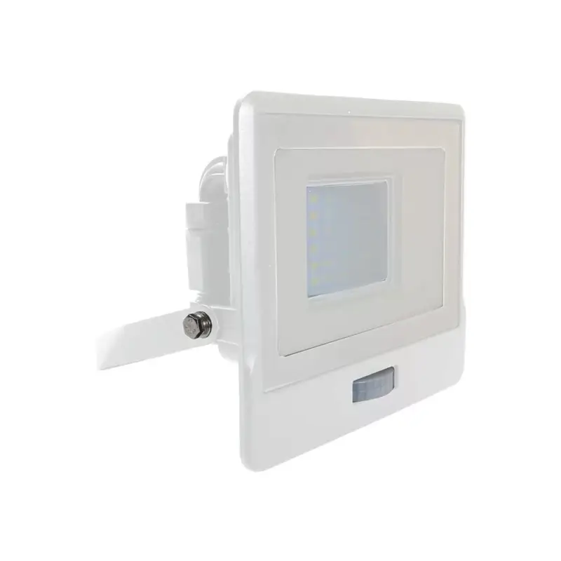 Kedvezmény LED reflektor 30W 2340lm 3000K IP65 Fehér tompa, mozgásérzékelővel és CUT-OFF funkcióval Samsung Chip VT-138S-W V-TAC