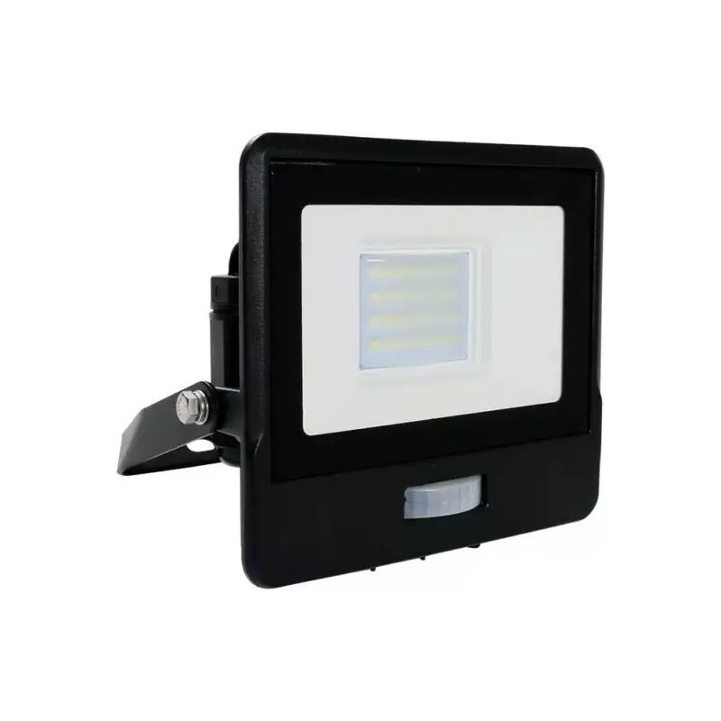 Kiárusítás LED reflektor 20W 1510lm 4000K IP65 Fekete tompa, mozgásérzékelővel és CUT-OFF funkcióval Samsung Chip VT-128S-B V-TAC