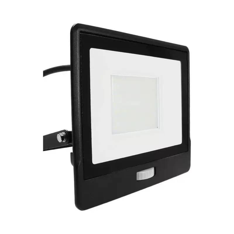 LED reflektor 50W 4000lm 3000K IP65 Fekete mozgásérzékelővel és CUT-OFF funkcióval Samsung Chip VT-158S-1-B V-TAC Expressz szállítás