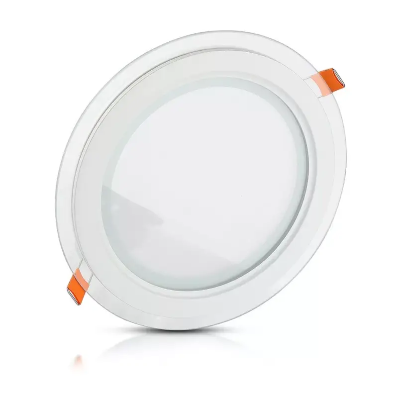 Biztonságos fizetés Süllyesztett LED panel 18W 3000K üveg kerek FLICKER FREE VT-1881G V-TAC