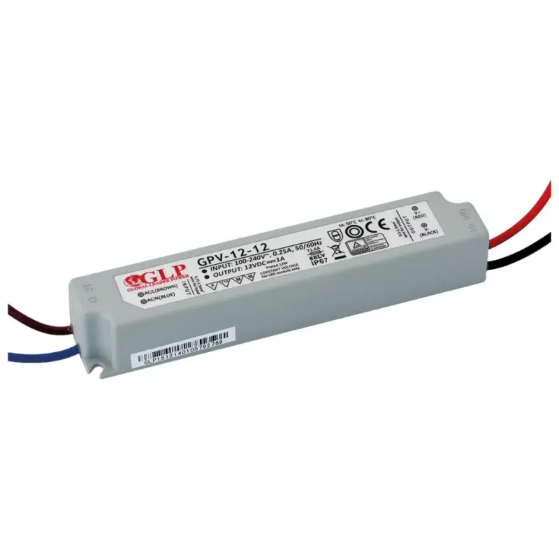 Feszültség LED tápegység 12V 12W 1A GPV-12-12 GLP IP67 hermetikus Olcsó