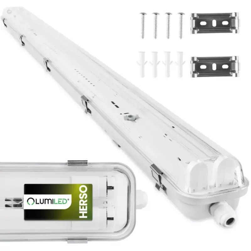 Korlátozott ajánlat Hermetikus LED porálló lámpatest, armatúra 120cm 2xT8 G13 IP65 OHLD-236 Lumiled