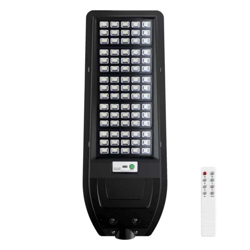 VIA LED Solar utcai lámpa IP65 200W 6000K fekete mozgás- és szürkületérzékelő + Eco-Light távirányító Újdonság