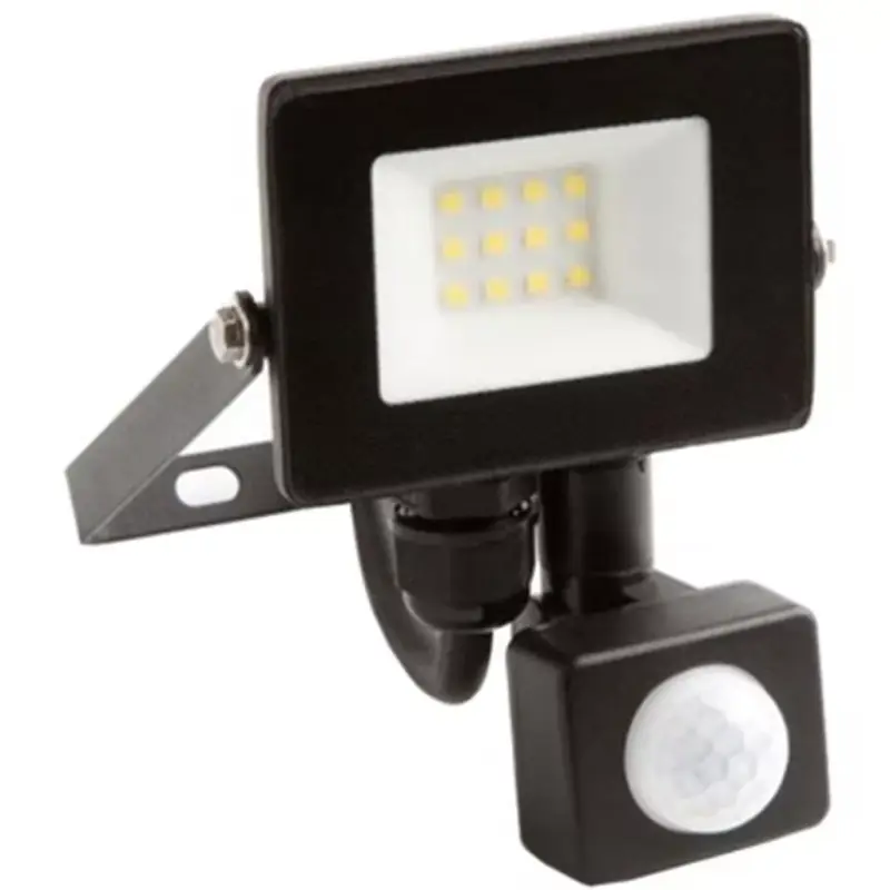 Azonnali szállítás LED reflektor 10W 900lm 6500K IP65 fekete mozgásérzékelővel