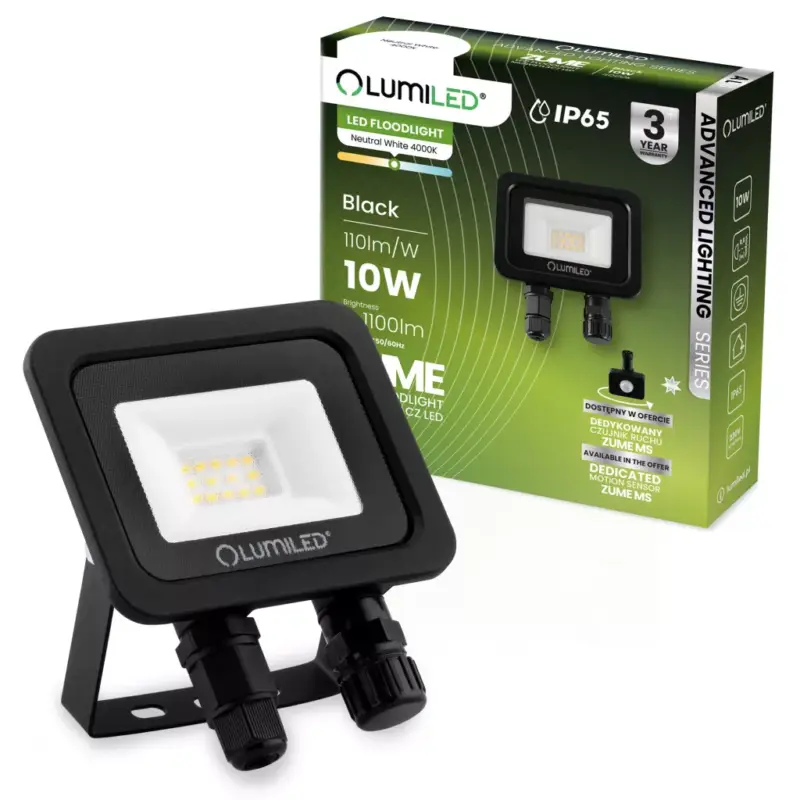 ZUME LED reflektor 10W 1100lm 4000K IP65 Black Advanced Lighting Series LUMILED Olcsóbb