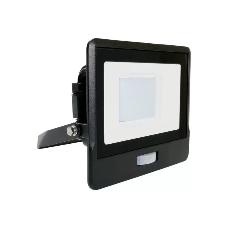 LED reflektor 30W 2340lm 6500K IP65 Fekete tompa, mozgásérzékelővel és CUT-OFF funkcióval Samsung Chip VT-138S-B V-TAC Újdonság